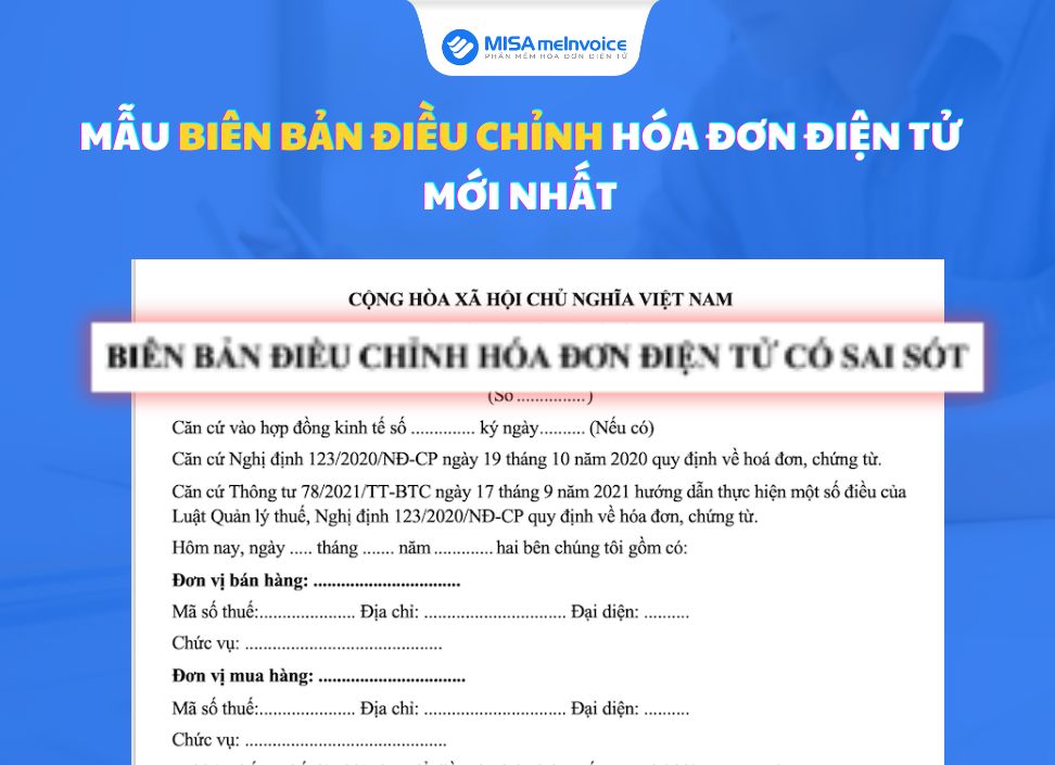 Mẫu biên bản điều chỉnh hóa đơn điện tử mới nhất